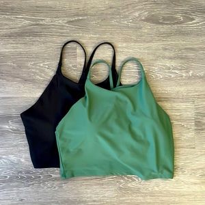 Old Navy Powersoft XL light support built-in bra tank sport green and black 2 pk